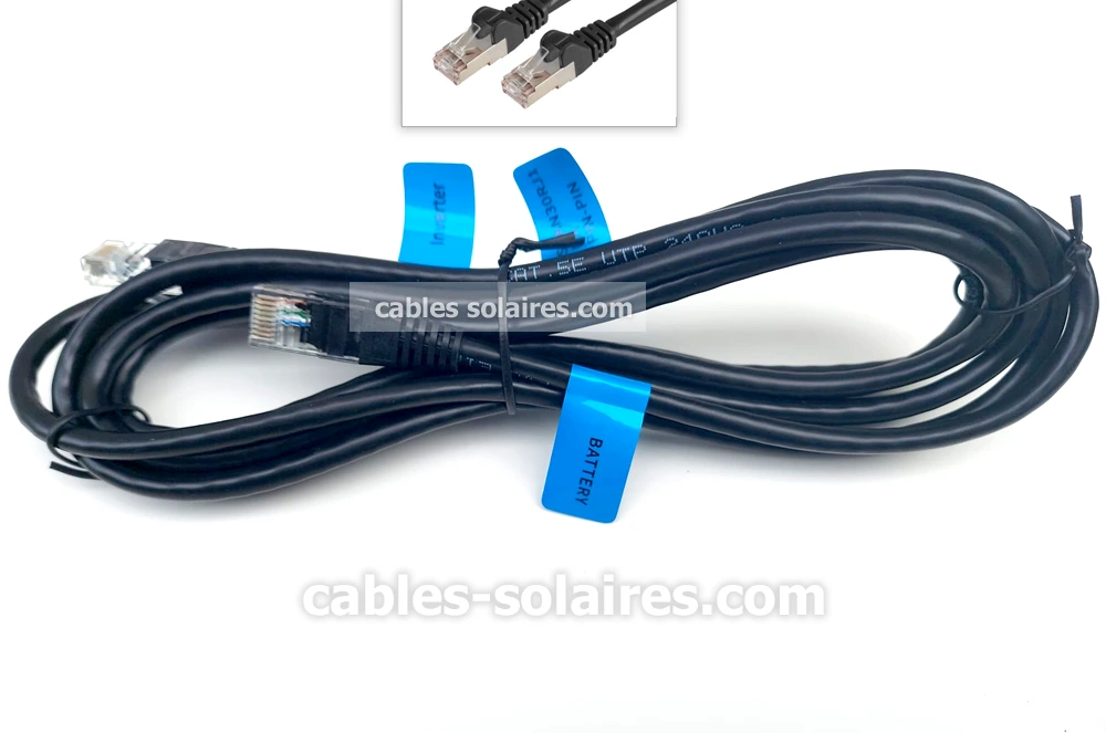 Câble de communication RJ45 Pylontech – Batterie à Onduleur – 3m