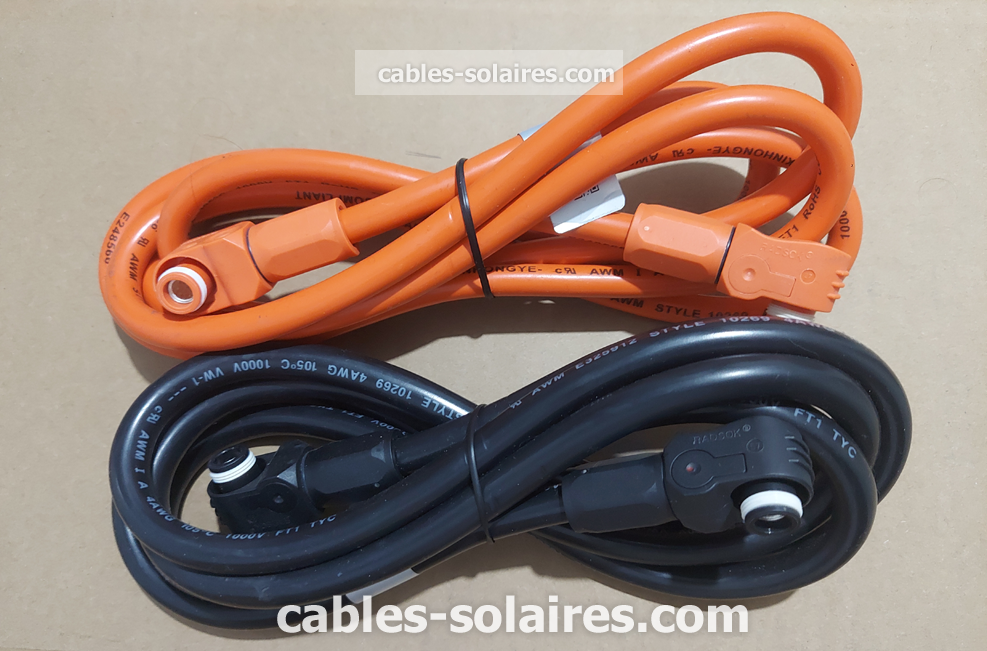 Longs câbles batterie à batterie Sofar GTX2500, GTX5000-PRO – 2 mètres – Connexion longue distance